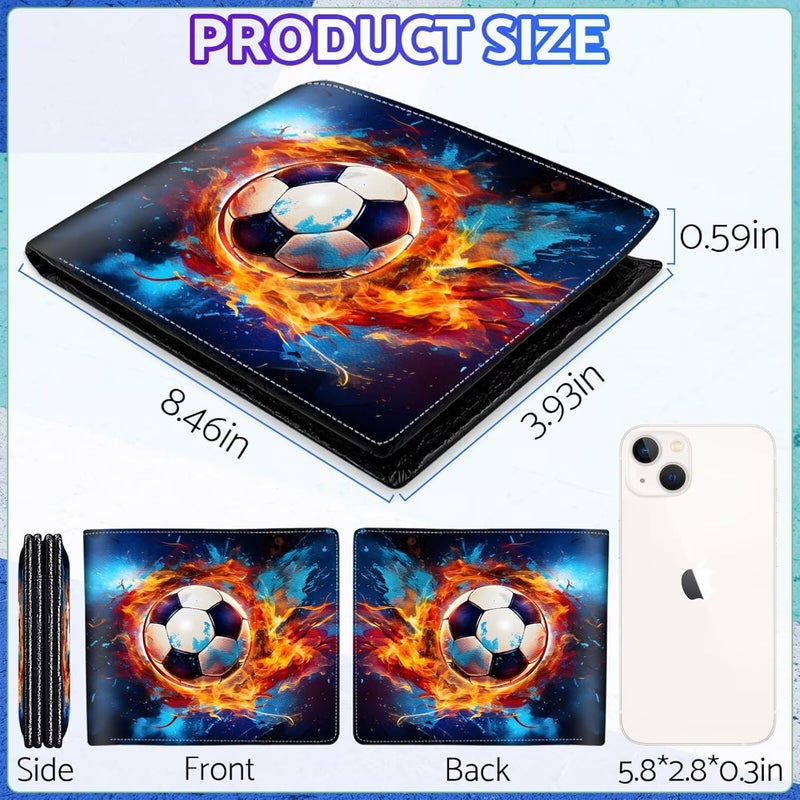 ZHIMEBYE Boys Wallet for Kids, Cool Kids Wallet for Boys Ages 8-10 9-12 11-15, Funny Soccer Leather Bifold Rfid Blocking, Coin Pocket Id Window for Teen Men Youth Guys Birthday Christmas Gifts - Image 2